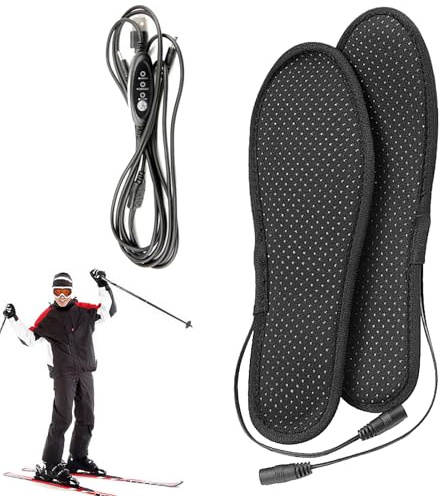 Heated Boot Insoles, Short Plush Winter Electric Feet Warmer, Washable Thermal Insoles, Rechargeable Foot Heating Pads for Hiking, Camping, Cold Weather Outdoor Activities, Cozy Footwear Insert