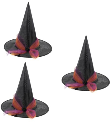 Healeved 3 Stück Halloween Hexenhut Damen Schwarz mit Blumenmuster Dekorativer Hexenhut für Frauen und Mädchen Stilvolles Party und Cosplay Accessoire für Halloween Karneval und Maskerade