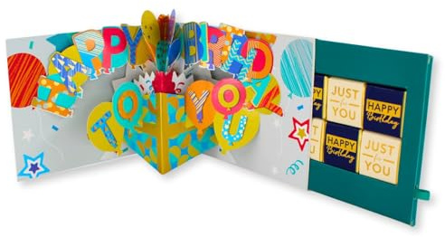 Second Nature - Celebration Pop Up Birthday Card With Chocolate Treat Tray Surprise Card & Gift - Paper Celebrations Treat Tray - For Him, Milk Chocolates, Heartfelt Message, Eco-Friendly