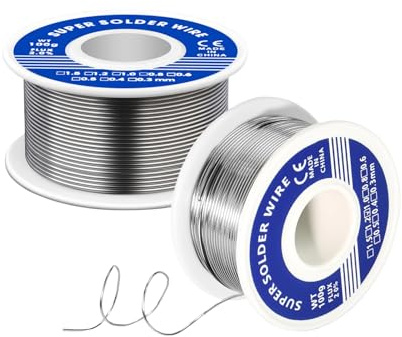 TONAUP 2 Stücke Lötzinn, Lötdraht mit Flussmittel Soldering Wire mit Kolophonium Kern Elektronik Draht Lötmittel Lötzinn zum Reparatur, Elektrolöten und Heimwerken (1mm, 100g)