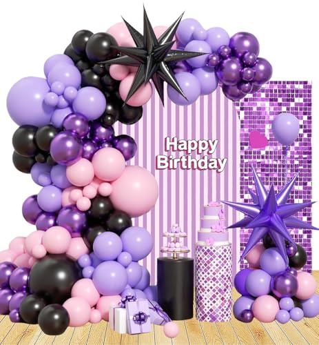 Geburtstag Dekorationen Schwarz Lila Rosa Luftballons Hello Cat Alles Gute Zum Geburtstag Dekoration für Party Deko