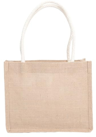 TEMPNAP Vintage Jutetasche Mittelgroß aus Natürlicher Jute mit Tragegriff Lässige Schultertasche für Einkaufen Reisen und Aufbewahrung