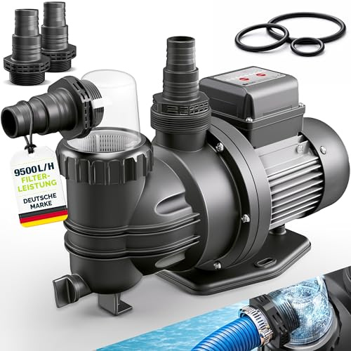 tillvex® Filterpumpe Pool mit Timer 9.500L/h & 550W | Förderhöhe max. 10m