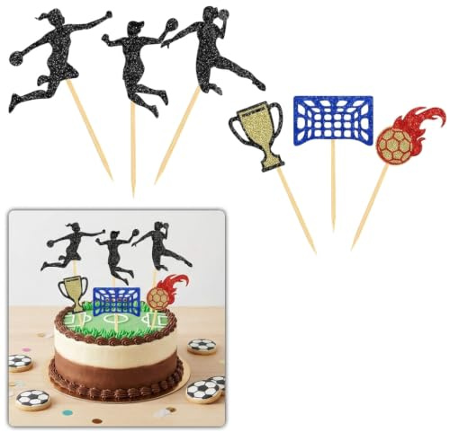 24 Stück Handball Geschenke Kinder,Tortendeko Mädchen,Topp Die Torte,Glitzer Cupcake Topper,Kuchen Deko,Geburtstag Birthday Cake Cheerleader Decoration Für Fan Party Dekoration(Weiblich)