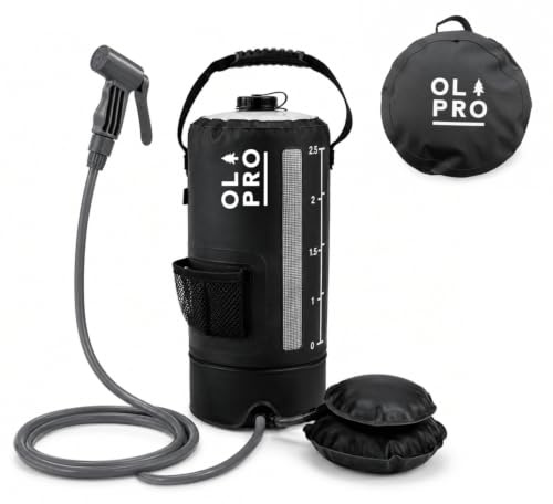 OLPRO 11L Camping Shower Bag – Portable Off-Grid Solar Shower for Camping, Hiking, Festivals & Outdoor Adventures