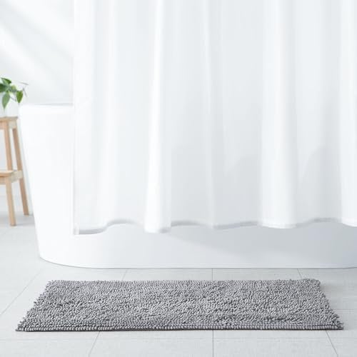 Amazon Basics Tappetino da bagno in microfibra antiscivolo, 53 x 87 cm, platino