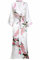 BABEYOND Robe de chambre très longue en satin pour femme, kimono d’été à motif floral, long peignoir kimono imprimé, pour soirée pyjama entre filles, Blanc., taille unique