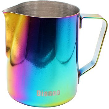 Dianoo 1 Pc Pitcher With Good Grip, Stainless Steel Milk Cup, Espresso Machines, Milk Frother & Latte Art 350 Ml Rainbow Color