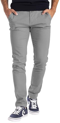 BlauerHafen Herren Chino Hose Casual Chinohose Baumwolle Freizeithose Arbeitshose Stretch Outdoorhose Pants Trousers Essentials Herren Legere Stretch-Chinohose in sportlicher (32W / 30L, Hellgrau)