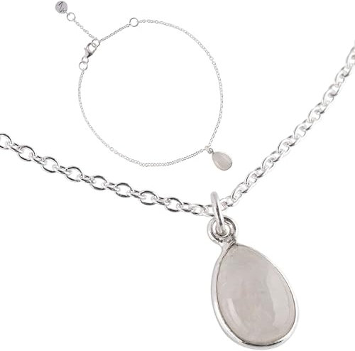Züssi Simply Mondstein Armband Damen aus reinem 925 Sterling Silber - Echter Mondstein Edelstein Schmuck - Damen Armband in Tropfenform