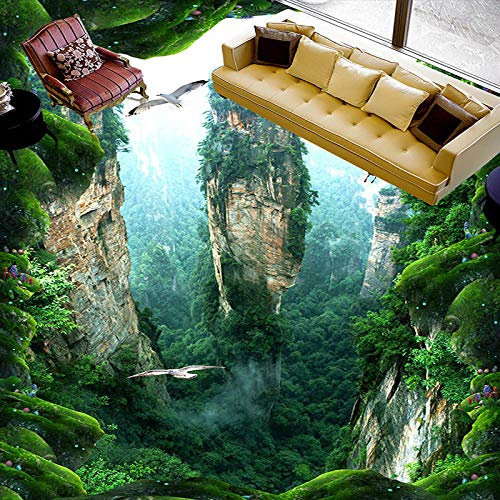 3D Mural Papier Peint De Plancher Falaise Paysage PVC Porter Étanche Pour Salle De Bains 3D Stickers Muraux De Plancher Vinyle Cuisine Papier Peint-200 * 140 cm
