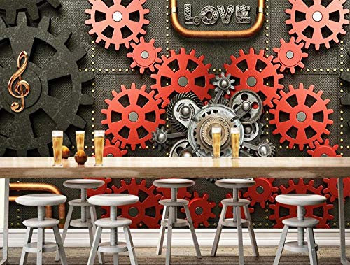 Papier Peint 3D Chambre Salon Papier peint Intissé Décoration Murale-Engrenage En Métal De Style Industriel 300x210cm