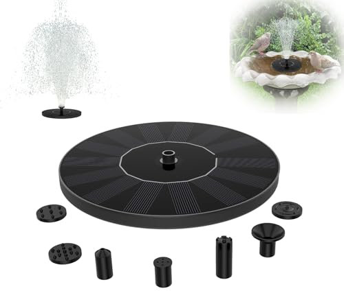 UISEBRT Fontaine solaire 1,4 W – Pompe de bassin solaire pour jardin, bain d'oiseaux, étang, bac à poissons, jeu d'eau décoratif (rond)