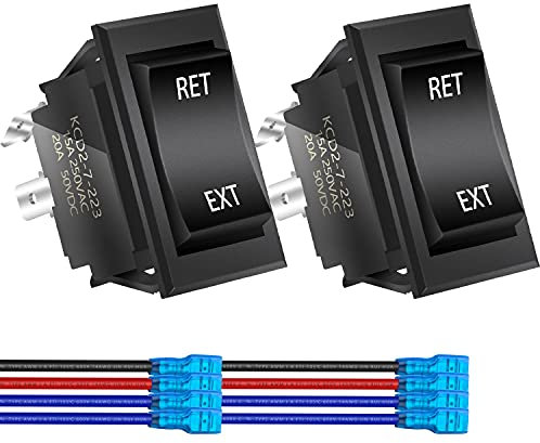 DaierTek Interruttore momentaneo per camper, 30 Amp 12 V CC, inversione di polarità, interruttore a bilanciere per controllo motore DPDT a 4 pin, jack di alimentazione con fili, per stabilizzatore per