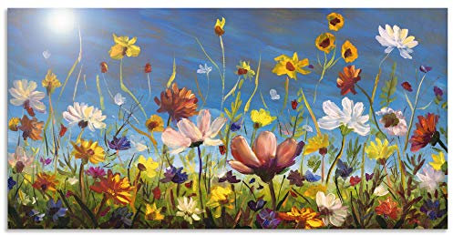 ARTland Wanddeko Wandbild Alu Verbundplatte für Innen & Outdoor Bild 150x75 cm Querformat Blumenwiese Blumen Blüte Pflanzen Natur Frühling U1QU