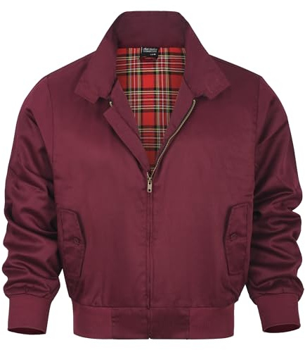Shah Traders Harrington, giacca Harrington, giacca da uomo Army And Workwear Harrington, giacca in inglese a quadri, fodera a quadretti rossi, taglie XS-4XL