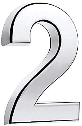 TopE Silver Waterproof 3D Number Stickers - Self Adhesive House Room Door Number for Home Apartment Cabinet Table Mailbox Outdoor Indoor Use
