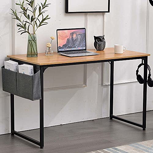 BAKAJI Scrivania Tavolo da Lavoro Porta Pc Computer Piano in Legno MDF con Struttura in Metallo Organizer Portatutto in Tessuto e Gancio Casa Ufficio Design Moderno Industriale 120 x 60 x H74 cm