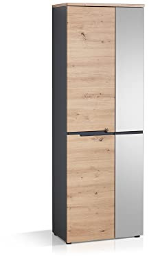 moebel-eins MAILAND 2trg. Garderobenschrank, Material Dekorspanplatte, Artisan Eiche Nachbildung/graphitfarbig