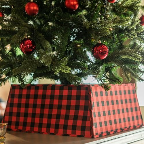Tree Nest Weihnachtsbaum Rock Korb Kragen Weihnachtsbaumständer Abdeckung für Christbaumständer Tannenbaum Verkleidung - Contemporary Christmas Tree Skirt Collar Ø 52 cm Unten, Rot-schwarz