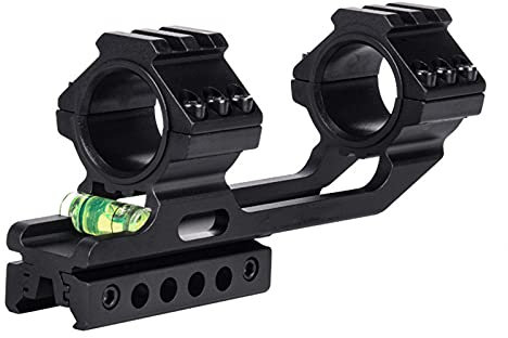 AJDGL Support de Lunette Tactique 30mm Anneaux de visée Optique Supports de Lunette de visée en Porte-à-Faux avec Niveau à Bulle pour Queue d'aronde 11mm Rails Picatinny 20mm