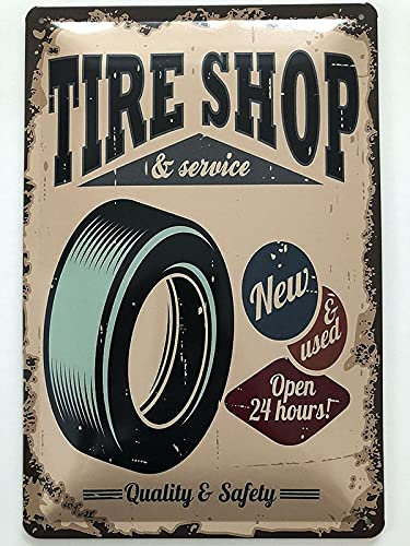 Metall Schild 20x30cm Tire Shop Reifen Service Vintage Retro Auto Blechschild