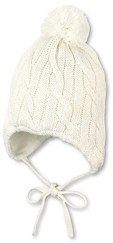 Sterntaler Unisex Kinder Strickmütze Mit Bommel Mütze, Ecru, 49 EU