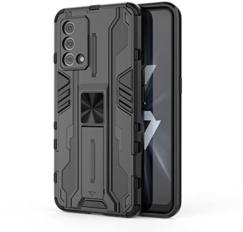 SEAHAI Hülle für Realme GT Master Edition, [Militärische Stoßfest Case] Ultra Dünn Harter PC Sanft TPU Schutzhülle Handyhülle mit Stabilem Faltbar Ständer für Realme GT Master Edition - Schwarz