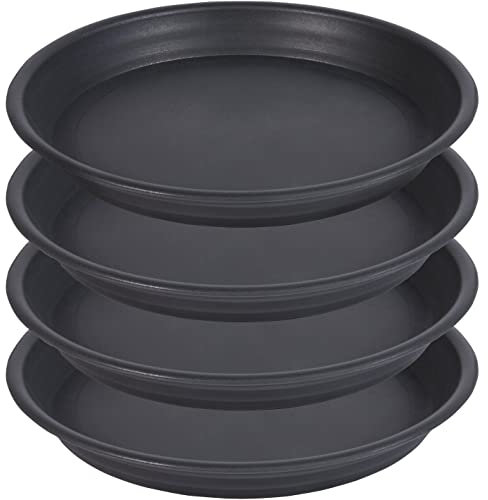 SAUCERHOME Pflanzen-Untersetzer, 30,5 cm, 4 Stück, 33 cm, Kunststoff, großer Blumentopf, Untersetzer und Abtropfschale für drinnen und draußen, dick, schwer, stabil, langlebig, Wasserfänger (schwarz)