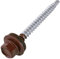 AERZETIX - C57198 - Set di 50 - Vite autoperforante metallo su legno Ø4.8x55mm + rondella di tenuta EPDM - verniciato in colore rosso ossido RAL 3009 - impronta testa 8mm esagonale - in acciaio