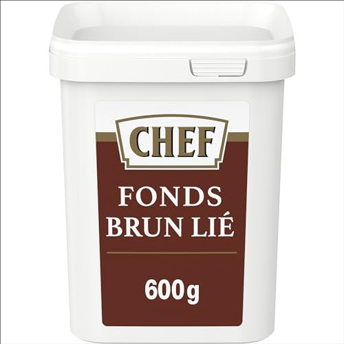 CHEF Fonds Brun Lié Déshydraté - Goût Prononcé de Bœuf Rôti - Sauce Brune Intense et Brillante - Gain de Temps en Cuisine - Aide Culinaire, Sauce, Fonds, Fumet - Pot de 600g pour 15L à 40L