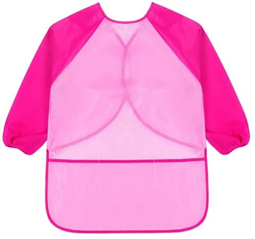 KIMMAX Bastelschürze kinder, Malschürze Malerkittel mit Ärmeln für Kinder von 3 bis 7 Jahren für Schule Kunst Malerei,Kochen,Rosa (M,100-125 cm)