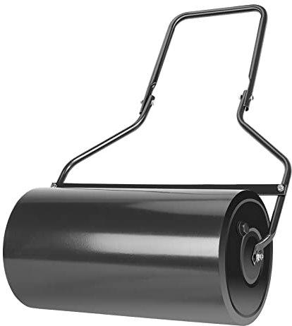 Rultyn Rasenwalze, Push/Pull, Stahl, 48 l, Rasenwalzen, Abschleppen hinter Wasser, gefüllt für Park, Garten, Hof, Kugelfeld (schwarz, 61 cm)
