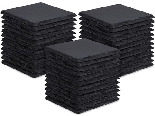 GOH DODD Lot de 36 dessous de verre en ardoise avec fond anti-rayures pour bar, cuisine, maison, appartement, 10,2 cm
