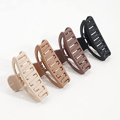 JOYOYO Haarklammern für dickes Haar, natürliche Farben, Haarklammern für Damen und Mädchen, leicht, rutschfest, mit Kammzähnen, starker Halt, große Größe, 8,9 cm, 4 Stück