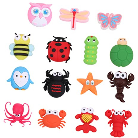 Mikikit 15pcs Silicone USB Cable Protective Cover Set with Different Shaped Animal Designs for Travel and School, Easy to Carry Data Line Case to Protect USB Cables and Headset Wires