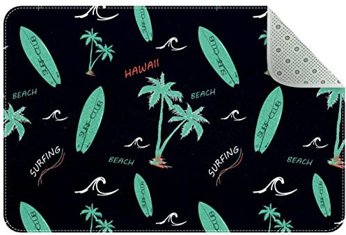 Outdoor-Teppich, waschbarer Teppich, Veranda-Teppich, maschinenwaschbar, Indoor-Outdoor-Teppich, Bodenmatte für Bauernhaus, geschichtete Fußmatten, Wohnzimmer,Sommer Cartoon Coconut Palm Beach Surfen