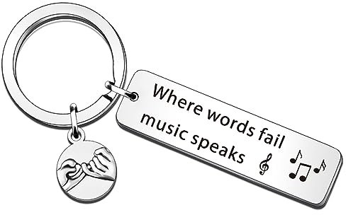 QMVMV Music Keyring Gifts Where Words Fail Music Speaks Keyring Music Lover Gifts for Music Teacher Student Musicians Gifts Inspirational Gift Music Keychain