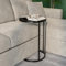 URBNLIVING Round Modern C-Shaped Side End Table Chrome Legs Frame and Glass Top, Snack Books Side Table (Black Legs & Black Glass Top)