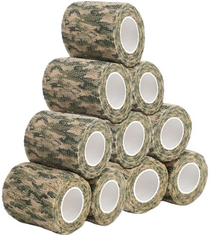 E-Horde Outdoor Tarnband,Camouflage Tape 10 Rollen Selbstklebende Tarnbandage,Vliesstoff Band Camo Stretch Bandage für Jagd Sport 5cm x 4.5m