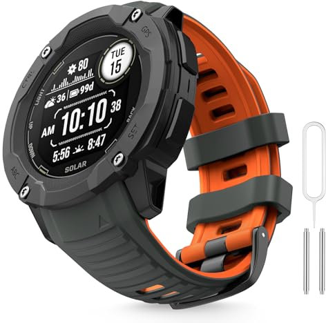 MYSNBKN Armband Kompatibel mit Instinct 2X, Solar, Tactical Soft Silikon Ersatzarmband mit Adapter Tools