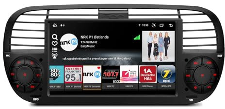 XTRONS 7‘’ Android Car Stereo Bluetooth With Car Play Android Auto for Fiat 500, HD Screen Head Unit Built-in 4G LTE DSP WIFI GPS Dual UI, Octa-Core 4GB+64GB Car Radio with RDS, Optional AHD DAB+ OBD