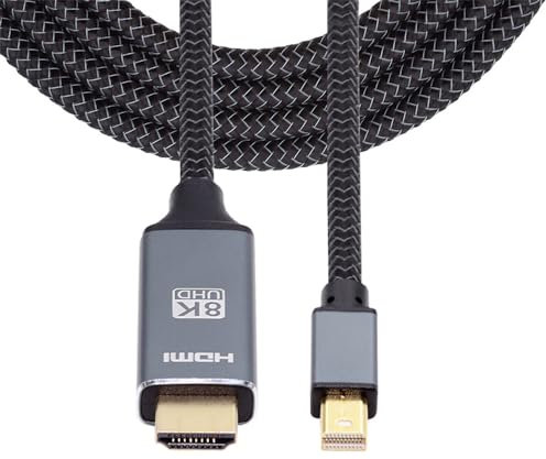 xiwai Mini DisplayPort 1.4 Source a HDMI 2.0 Display 1,8 m Cavo 8K 60hz UHD 4K Shell in alluminio, nylon intrecciato MINI-DP a HDMI maschio compatibile con monitor proiettore