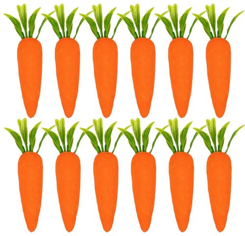GEBETTER 12 Stück Mini Künstliche Karotte Künstliche Ostermöhre Ostern Ornament Schaum Osterkarottenfigur Osterdeko Desktop Gefälschte Karotten klein Orange Möhren zum Basteln Dekoration (Orange)