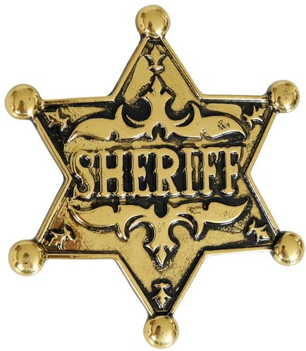 Etoile de Sheriff I Broche Doré Badge Métal I Déguisement Cowboy I Accessoire Wild West I Cosplay Carnaval Halloween I Jeu De Rôle