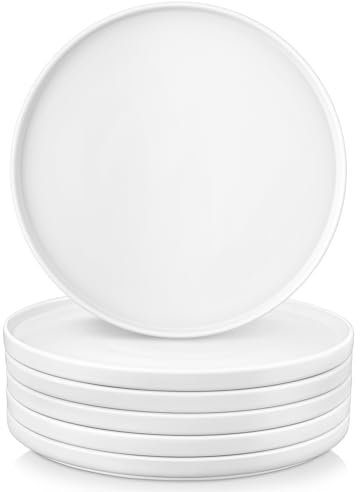 vancasso VENUS Speiseteller Steingut, Essteller set 6 Personen, Ø 10.5 inch Teller Set, Geschirr für Spülmaschine und Mikrowelle, Pastateller, Frühstücksteller, Kuchenteller, Weiß Farbe