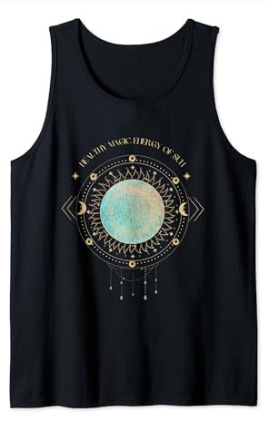 Sonne mit Traumfänger und goldener Mondphasen-Illustration Tank Top