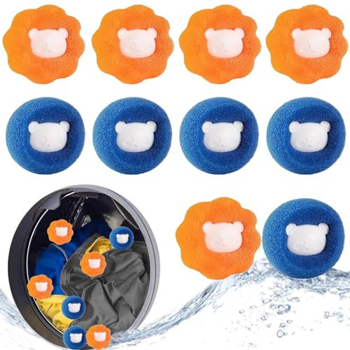 Atrapa Pelos Lavadora, 10 Piezas Bolas para Lavadora, Bolas Atrapa Pelos para Lavadora, Recogedor de Cabello para Lavadora, Removedor de Pelo para Mascotas, para Secadora y Lavadora, Reutilizable