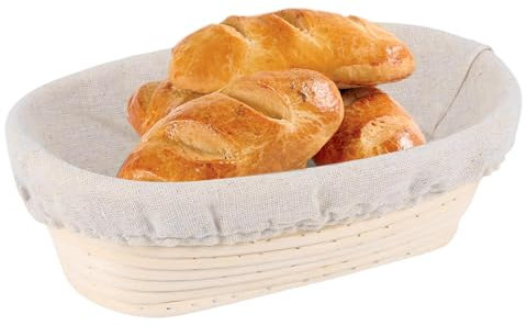 Cesta ovalada para prueba de pan, cestas de bannetons de ratán natural, cesta para prueba de madre con forro de tela de lino, cesta para prueba de Bannetons para hacer pan en casa (1/2 piezas)