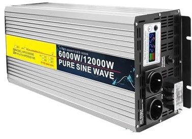 Convertisseur 12v 24V 48V À 220v Onduleur 5000w 6000w 8000w 12000w Transformateur Voiture Solaire Hors Réseau LCD Onduleur À Onde Sinusoïdale Convertisseur Onduleur (Size : 6000W-220V-12V)